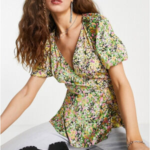 * New ~ TOPSHOP , NORDSTROM ~Multi Floral Mix And Match Blouse Size 2 FALL ~